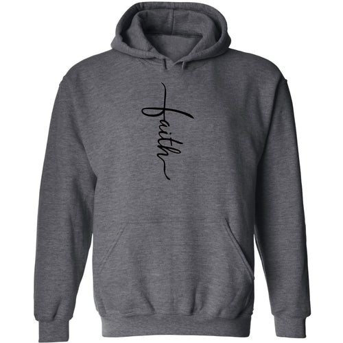 Mens Graphic Hoodie Faith Script Cross Black Illustration
