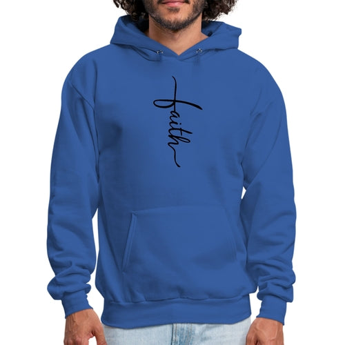 Mens Graphic Hoodie Faith Script Cross Black Illustration