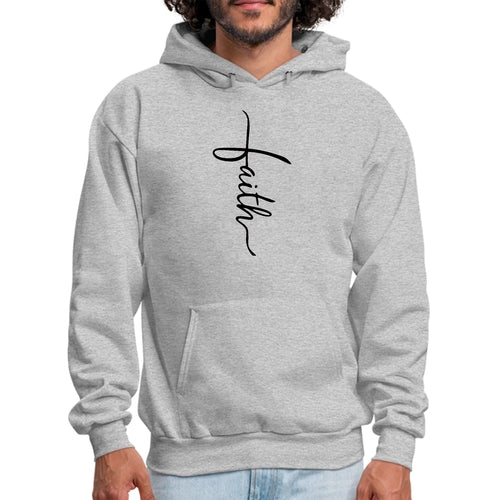 Mens Graphic Hoodie Faith Script Cross Black Illustration