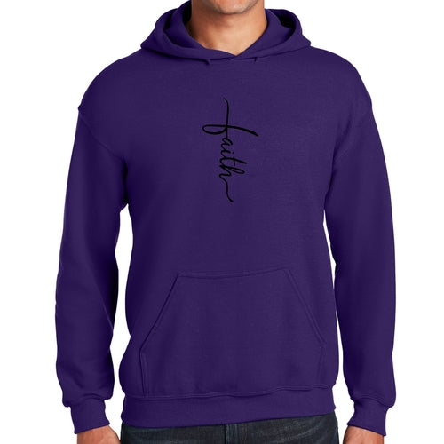 Mens Graphic Hoodie Faith Script Cross Black Illustration