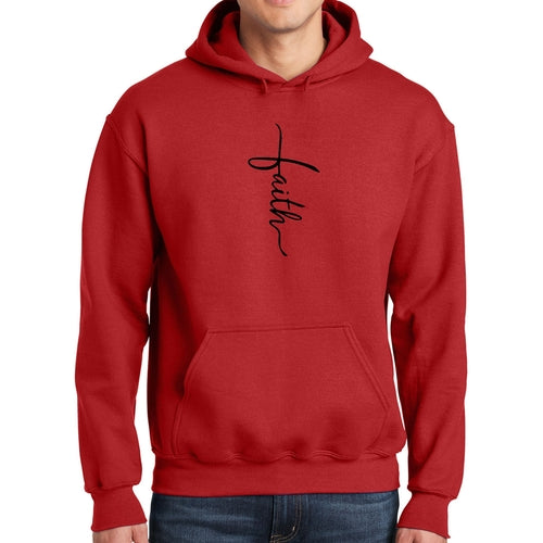 Mens Graphic Hoodie Faith Script Cross Black Illustration