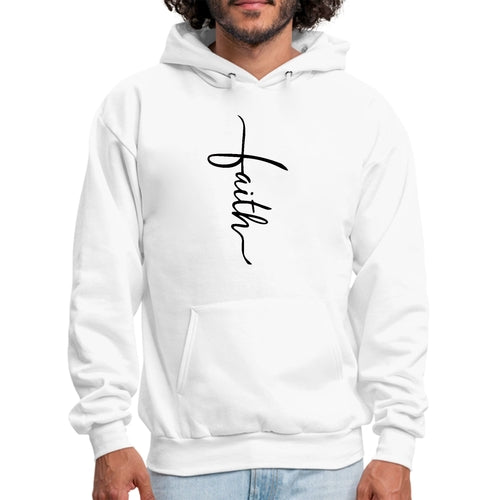 Mens Graphic Hoodie Faith Script Cross Black Illustration