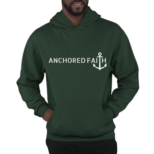 Mens Graphic Hoodie Anchored Faith Print
