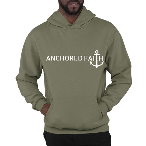 Mens Graphic Hoodie Anchored Faith Print