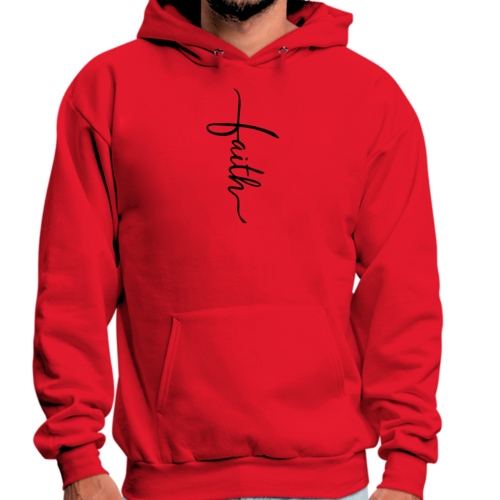 Mens Graphic Hoodie Faith Script Cross Black Illustration