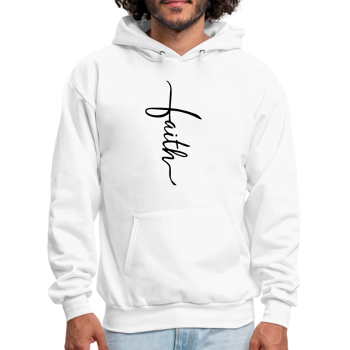 Mens Graphic Hoodie Faith Script Cross Black Illustration