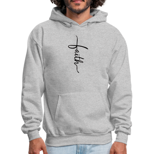 Mens Graphic Hoodie Faith Script Cross Black Illustration