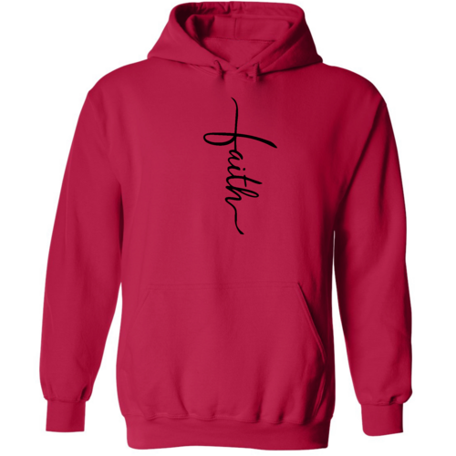 Mens Graphic Hoodie Faith Script Cross Black Illustration